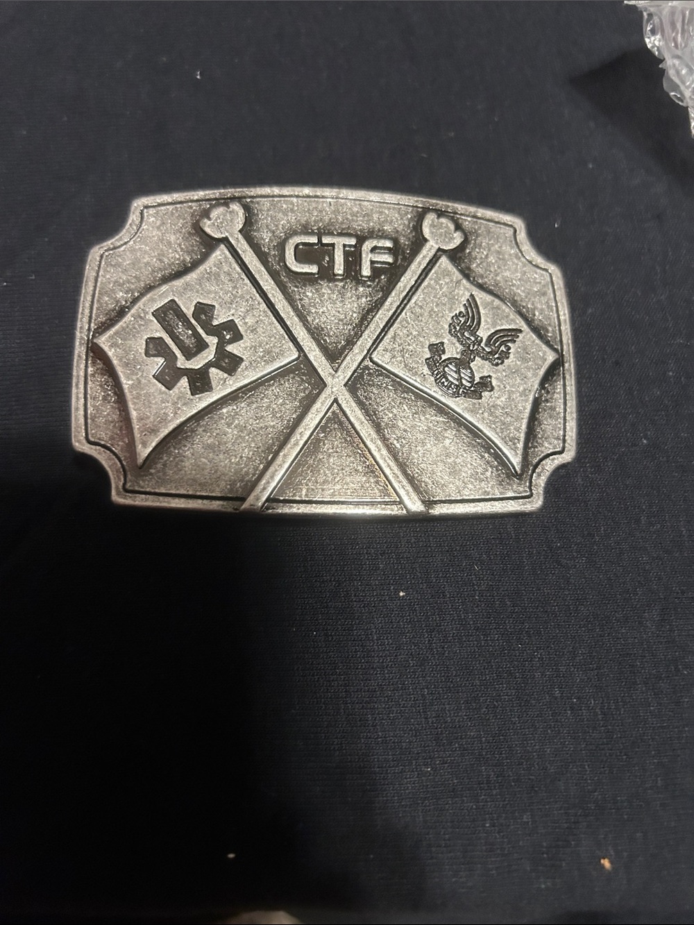 Halo Silver CTF Crossed Flags Belt Buckle